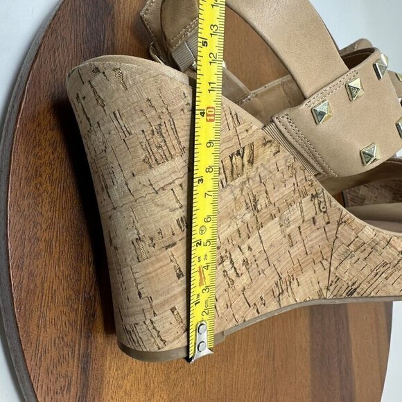 Torrid Studded Double Strap Platform Sandals Wedge Size 11WW Tan Extra Wide Cork - Picture 11 of 13